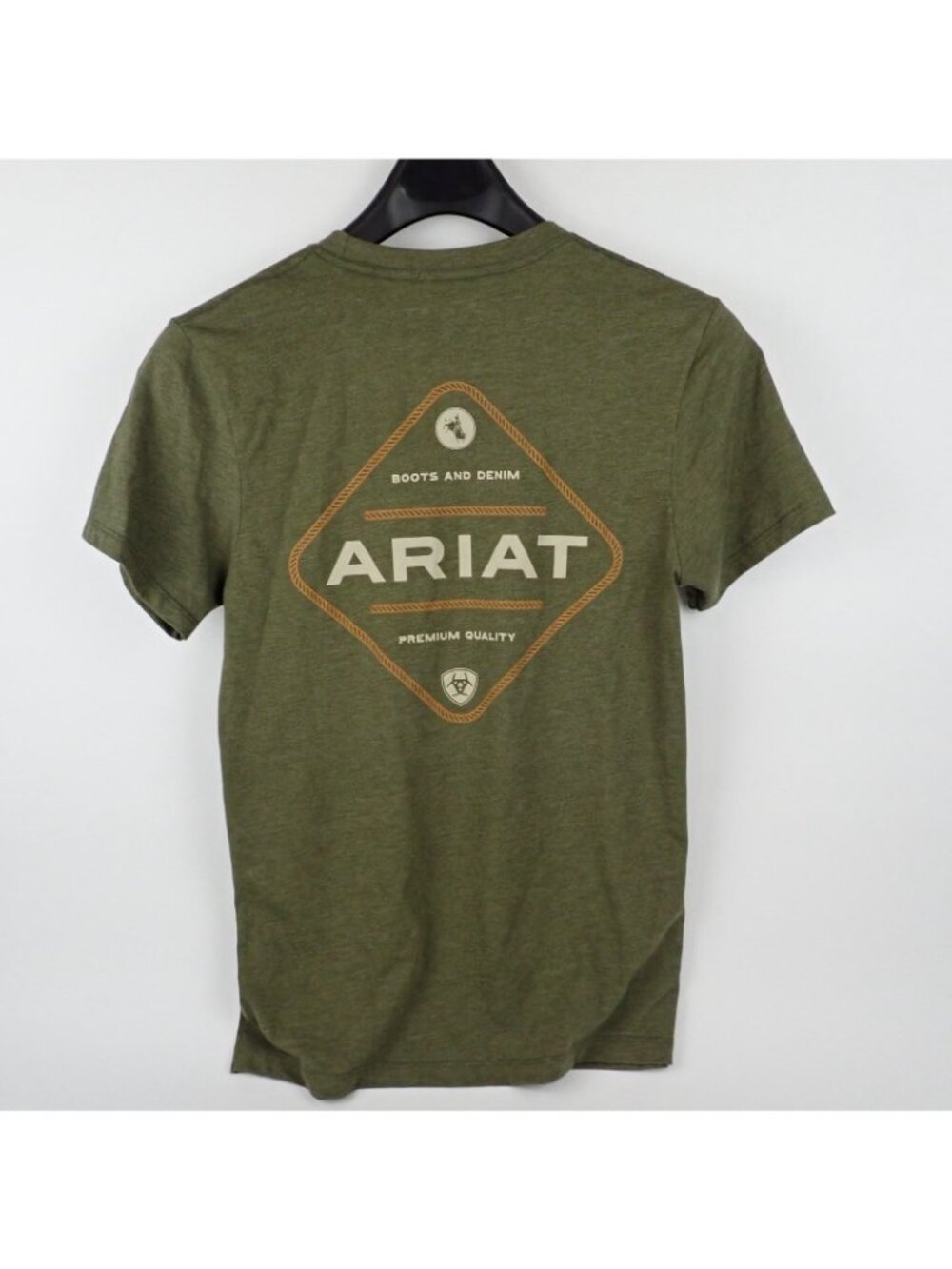 Ariat Men’s Roped Diamond T-Shirt Small Green Short Sleeve NWT - Picture 2 of 2